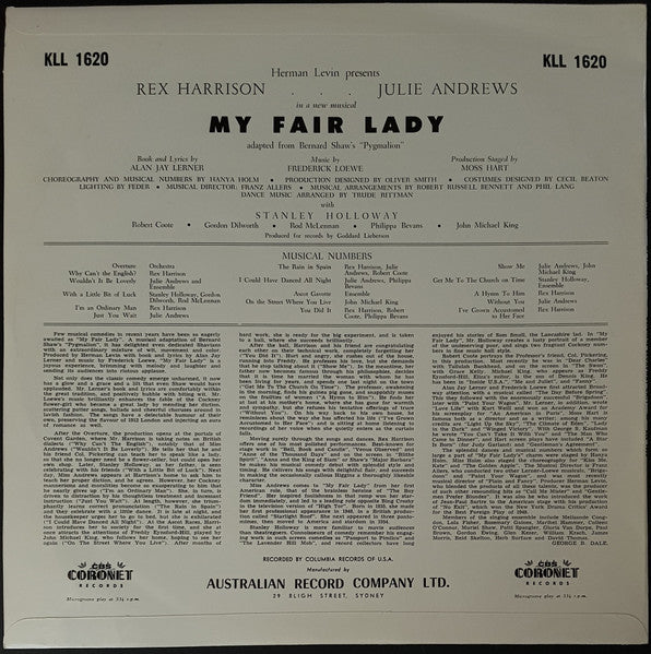 Rex Harrison, Julie Andrews - My Fair Lady (LP, Album, Mono, RE) (Very Good (VG)) Online Sale