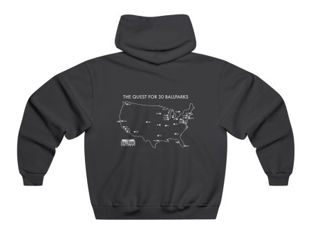 The Quest for 30 Ballparks Hoodie (Check Off Your Ballpark Progress) | At The Ballpark Apparel Discount