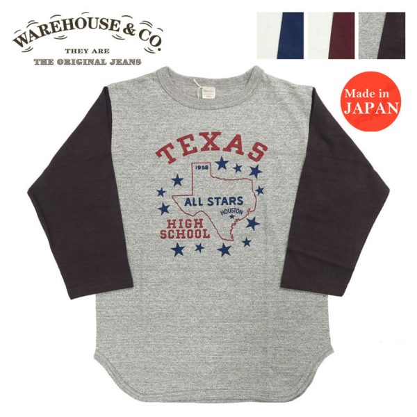 ウェアハウス WAREHOUSE 7分袖 Tシャツ ベースボール TEXAS WH4800【2024-25年秋冬新作】 Cheap