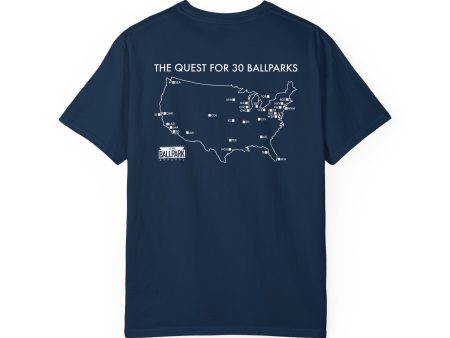 The Quest for 30 Ballparks T-Shirt (Check Off Your Ballpark Progress) | At The Ballpark Apparel Online Hot Sale